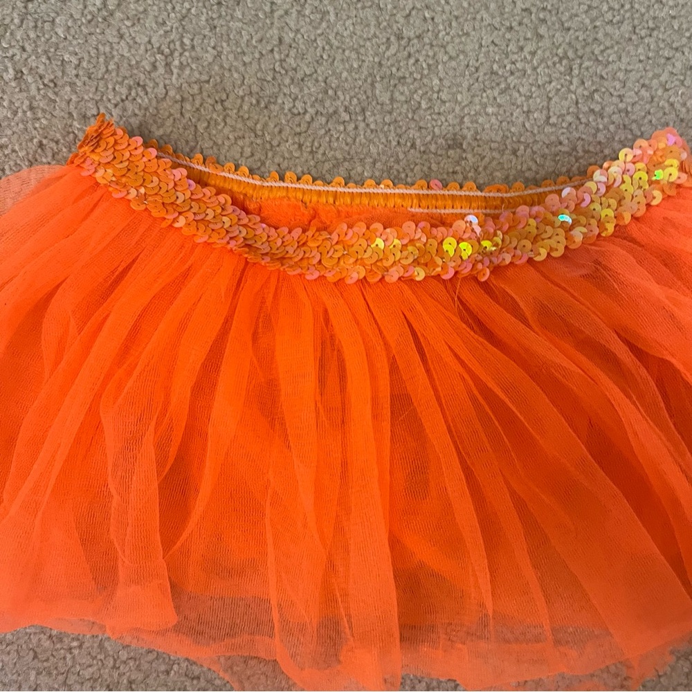 Orange Tulle Skirt Tutu with Sequin Trim One Size Girls